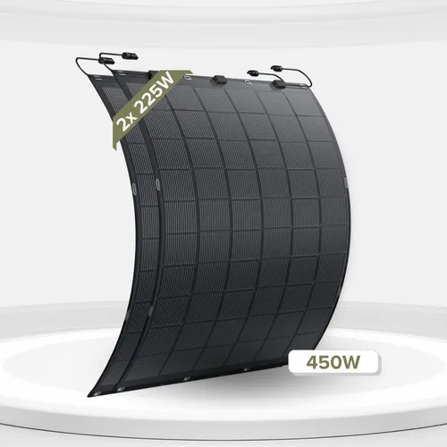 450W Flexibel Solarmodul Solarpanel 2x225W Monokristallin für Camping und Wohnmobil - Solarmodule, flexibles Design für einfache Montage und ideal für Camping und Wohnmobile, leistungsstark mit 450W Gesamtleistung.