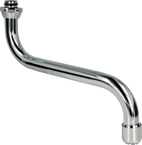 tecuro S-Auslauf für Niederdruck Wand-Armaturen 3/4 Zoll konisch dichtend, Länge 100 mm, Messing verchromt