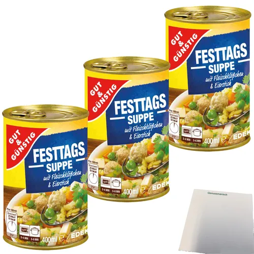 G&G Festtagssuppe mit Fleischklößchen und Eierstich 3x400ml Dose usy Block