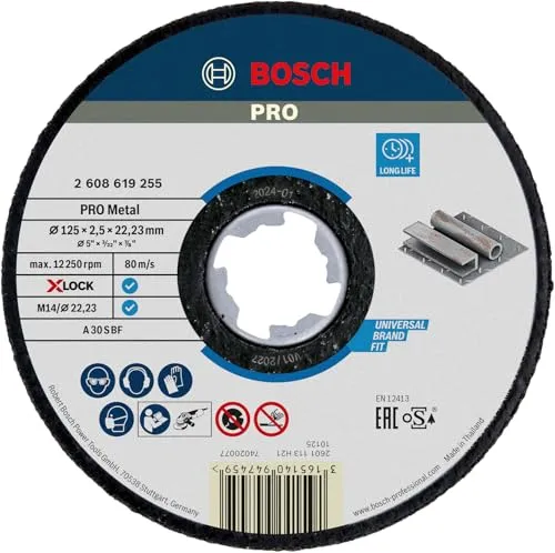 Bosch Professional Gerade Trennscheibe Expert - 125 mm, für Metall und hohe Anforderungen, kompatibel mit X-LOCK und anderen Winkelschleifern