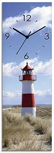 ARTLAND Lautlose Wanduhr aus Glas 20x60 cm in blau von ARTland