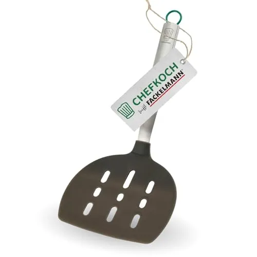 Chefkoch trifft Fackelmann – Pfannenwender XL München mit Silikon Funktionsteil und Edelstahlgriff, Hitzebeständig bis 230°C, Spülmaschinengeeignet