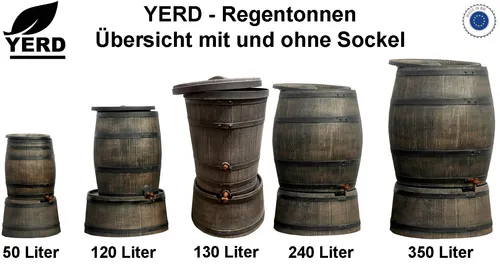 YERD Regenfass 50-350 L mit Untergestell