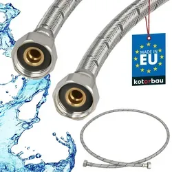 KOTARBAU® Flexschlauch 1/2 Zoll Wasserschlauch 150cm Panzerschlauch 1/2“x1/2“ Anschlussschlauch für Armatur Schlauch Für Wasserhahn Edelstah...