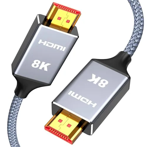 SNOWKIDS Hdmi 2.1 Kabel 1Meter, 8K HDMI Kabel Highspeed Ethernet 48Gbps, 8K 60Hz 4K 120Hz 7680P eARC HDR10 HDCP 2.2&2.3 Kompatibel mit HDTV Monitor X-box PS/5/4