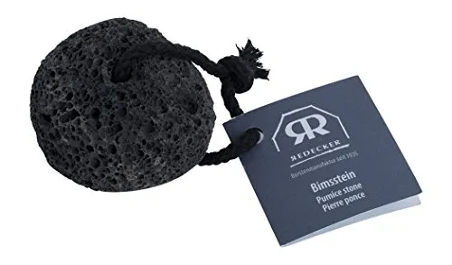 Redecker schwarzer Bimsstein Natur-Lavastein, mit Baumwollband