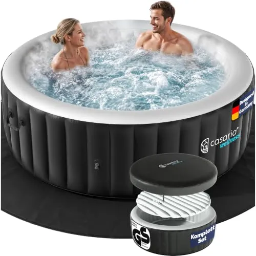 DeubaXXL DE Aufblasbarer Whirlpool Schwarz für 4 Personen