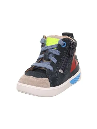 Superfit Jungen Supies Lauflernschuh, Blau Beige 8020, 22 EU - Lauflernschuhe für Jungen mit herausnehmbarer Einlegesohle aus chromfreiem Leder, ideal für einen gesunden Start ins Laufen und schnellen Einstieg dank Reißverschluss.