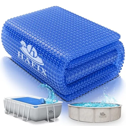 HAFIX Solarplane 700x400cm Poolabdeckung runde Pools Wärmespeicherung. Solarmatte Pool Abdeckplane UV-beständig Poolfolie mit Luftkammern. Schwimmende Solar Cover wärmeisolierend 120µm zuschneidbar.