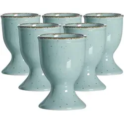 Ritzenhoff & Breker Casa Eierbecher Set, blau - 6er Set - Geschirr: Charmantes 6er Set Eierbecher aus Porzellan im Vintage-Look, spülmaschinenfest und ideal für kreative Mix & Match-Kombinationen.
