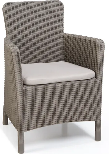 Allibert by Keter Gartensessel Trenton - Unterhaltungssets für die Terrasse, formschöner Dining Sessel mit bequemem, 4 cm dickem Sitzkissen und UV-beständigem, wetterfestem Kunststoff in naturgetreuer Rattanoptik.