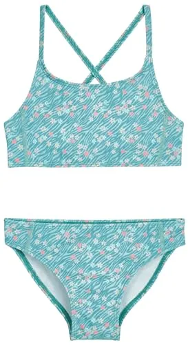 Playshoes Mädchen Zweiteiler Bikini, Geblümt, 158/164 cm - Bikini-Sets für Mädchen aus recyceltem Polyester mit UV Schutz 50+, ideal für heiße Sommertage am Meer oder im Schwimmbad.
