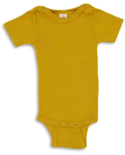 Kinderhaus Blaubär Engel Baby-Body Kurzarm mit Druckknöpfen & Mulltuch Blaubaer | Wolle Seide weicher Kurzarmbody | Merino Schurwolle kbT mulesing-free | hautfreundlich, nachhaltig & made in Germany