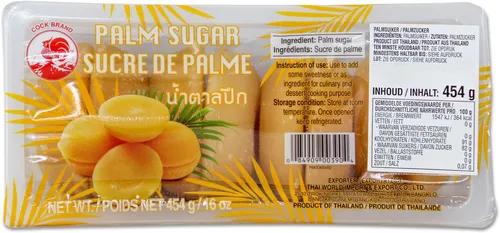 Cock Brand Palmzucker in Scheiben 454g | 8 Stück | Palm Sugar | Thailand