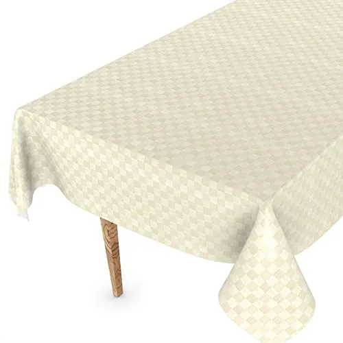 Wachstuchtischdecke Wachstischdecke Tischdecke abwaschbar Gartentischdecke Wachstuch Eckig rund oval 100 x 140cm Schnittkante Karo Quadrat Hellgold