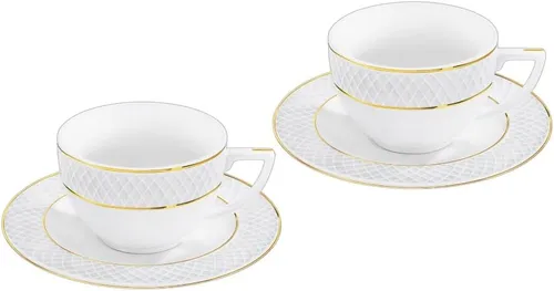 Wilmax Kaffee Tassen & Untertassen Set, 90 ml, 2er Set, WL-880102400/AB2