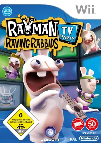 Nintendo Wii Spiel: Rayman Raving Rabbids TV-Party - Ein lustiges Partyspiel aus 2008 von Ubisoft für die Nintendo Wii, ideal für Freunde und Familie, um gemeinsam Spaß zu haben.