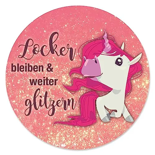 Einhorn-Mauspad Glitzer I Ø 22 cm rund I Mousepad mit Spruch I in Standard-Größe, rutschfest I rosa lustig I für Mädchen Teenager Frauen I dv270