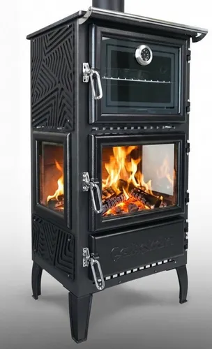 Kaminofen 7,23 kW mit 3 Scheiben - Schwarz - Kaminöfen: Umweltfreundlicher Kaminofen mit 3 großen Sichtscheiben für ein beeindruckendes Feuerspiel und eine Heizleistung von 7,23 kW. Ideal für gemütliche Abende und entspannende Atmosphäre.
