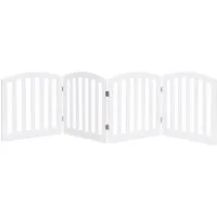 Costway 4-Teiliges Absperrgitter Weiß 61 cm x 246 cm - Praktisches Hundezaun-Set, ideal für die Sicherheit Ihrer Haustiere. Langlebiges MDF mit robusten Metallscharnieren, klappbar für einfachen Transport und Lagerung. Maße: 246 x 61 cm.