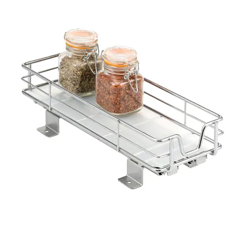 bremermann Teleskopauszug mit Einlegeboden - Teleskopauszüge für optimale Kücheneinrichtung, ausziehbar mit robustem, verchromtem Metall und kugelgelagerten Schienen für leisen Zugriff auf Gewürze und Vorräte.