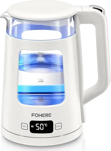 Elektrischer Wasserkocher mit Temperatureinstellung 1.7L - Wasserkocher mit 5 voreingestellten Temperaturen und schneller Kochzeit, ideal für perfekten Tee und Kaffee. Mit Warmhaltefunktion und sicherem doppelwandigem Design.
