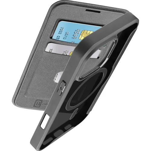 CellularLine Book Case Daily MAG für Apple iPhone 16 Pro - Schwarz - Handyhülle mit Magnetverschluss, bietet optimalen Schutz und elegantes Design für Ihr iPhone 16 Pro.