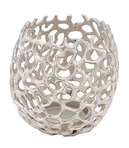 Edler Design Kerzenschale aus Aluminium - 17 x 17 cm - Teelichthalter aus hochwertigem Aluminium in Silber, ideal für Stumpen- und Kugelkerzen bis 7,5 cm Durchmesser. Perfekte Deko für stilvolle Akzente!
