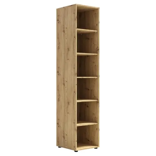 Lomadox Büro Regal Regalschrank Bücherregal Aktenregal mit 45 cm Breite, Eiche, mit 6 offenen Fächern, modern