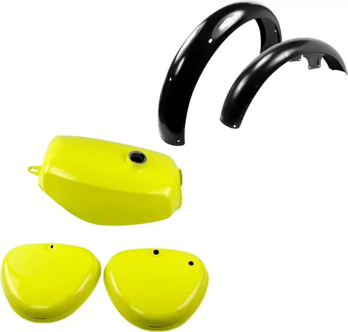 Tank/Benzintank gelb + Schutzblech für Simson S50 S51 S70 K - Hochwertiges Set aus Benzintank und Kotflügel für Simson-Modelle. Ideal als Ersatzteil, lackiert und inklusive Montagematerial für einfache Installation. Robuste Qualität für eine zuverlässige Nutzung.
