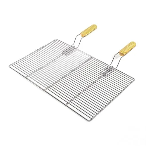 BBQ Grillrost Eckig 67x40cm aus Hochwertigem Edelstahl mit Handgriffen für Gasgrill, Kugelgrill usw.