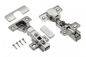 GTV Scharnier mit Dämpfung, Eckanschlag, Montageplatte H=0 ohne Euroschrauben (m