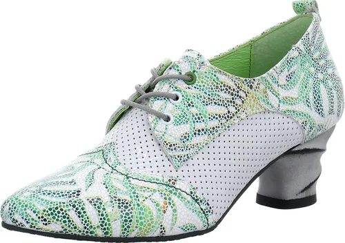 Simen Schnürpumps grün|weiß 40 EU - Pumps & High Heels aus hochwertigem Echt Leder, mit 2 cm Absatzhöhe und bequemer Schnürung für perfekten Halt und Stil.