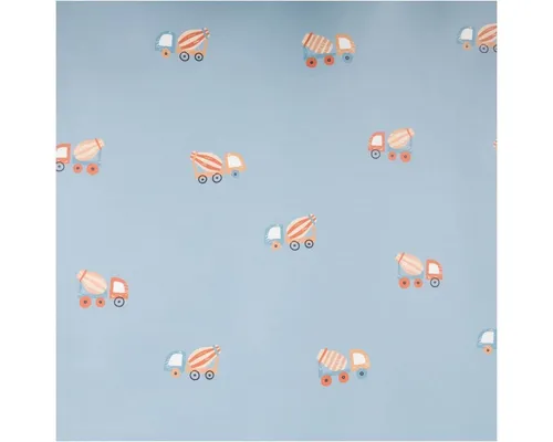 Produktbild SCHÖNER LEBEN. Stoff Regenjackenstoff Meterware wasserdicht soft Betonmischer blau 145cm, abwaschbar