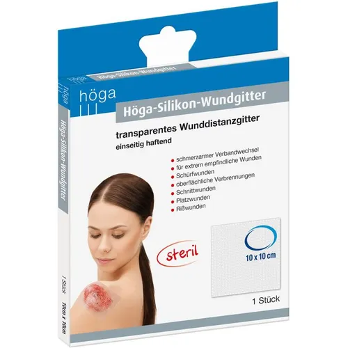 HÖGA-SILIKON-Wundgitter 10x10cm einseit.haft.tran. 1 St