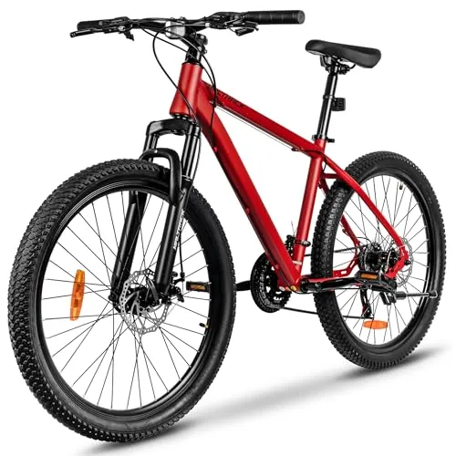 Maltrack Mountainbike MTB 26 Zoll bis 120 kg, Jugendfahrrad Fahrrad mit 17 Zoll Stahlrahmen, 21 Gänge Shimano Tourney TZ, mechanische Scheibenbremsen, Federgabel 80 mm, City Bike