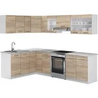 VICCO Küchenzeile L 270cm - Modern und Pflegeleicht - Küchenzeilen mit erstklassiger Verarbeitung, kratzerresistent und ideal für moderne Küchen. Die kompakte 11-teilige Küchenzeile in Sonoma Eiche überzeugt durch ihr elegantes Design.