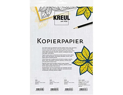 KREUL 90644 - Kopierpapier, Gelb, 3 Bögen, DIN A3, zum Übertragen von Motiven auf dunkle Untergrüne