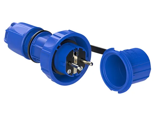 PCE 20051b Schutzkontakt Stecker mit Schutzkappe - Stecker & Steckverbinder, druckwasserdicht bis 2bar/2h, ideal für den Einsatz in rauen Umgebungen mit IP66/IP68 Schutz.