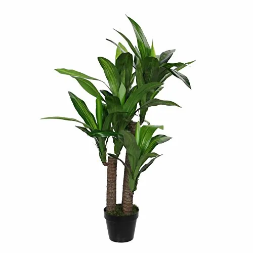 Mica Decorations Dracaena Kunstpflanze - H110 x Ø60 cm - Grün - Täuschend echte Drachenbaum Kunstpflanze mit H110xD60 cm. Perfekt für pflegeleichte Akzente in Ihrem Zuhause. Inklusive schwarzem Blumentopf, ideal für jede Jahreszeit.