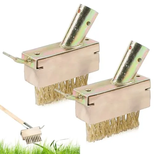 DHSWNNG 2 Stück Fugenbürste Stahlbürste, Fugenkratzer Unkraut Fugenreiniger Unkrautbürste Gartenbesen zum Beseitigen von Gras Moos Platten Fugen Mauerkanten