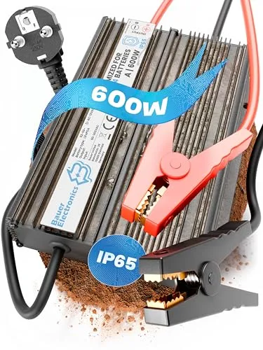 Bauer Electronics | 12V Batterie-Ladegerät LiFePO4 14,6V 40A 600W | Optimiert für Lithium-Eisenphosphat-Akku | Auto-Batterie Charger Wasserdicht KFZ Motorrad
