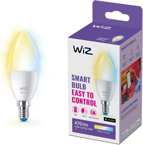 WiZ LED Lampe E14 warm bis kaltweiß Leuchtmittel 4.9W=40W Dimmbar Glühbirne