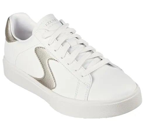 Skechers Damen Sneakers Weiß/Gold, 40 EU - Damen-Sneaker aus hochwertigem synthetischem Leder, stylish und bequem für den Alltag.
