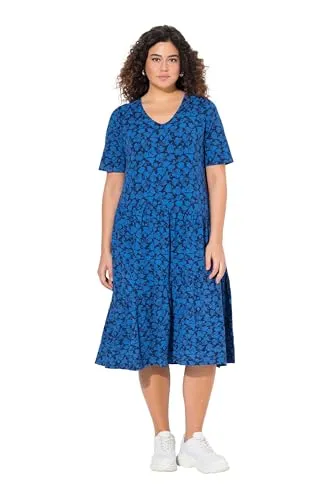 Ulla Popken Plus Size Kleid mit asymmetrischer Volants - Freizeitkleid für Damen in großen Größen, bietet einen modernen Look mit asymmetrischen Volants für einen eleganten Auftritt.