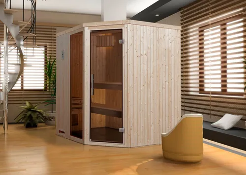 Weka Ecksauna VARBERG 2 GTF - Saunen, Dampfbäder & Infrarot-Wärmekabinen - Hochwertige Ecksauna mit platzsparendem Design für entspannende Wellnessmomente in Ihrem Zuhause.