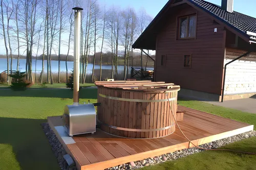 Whirlpool Badefass Holzbottich Externer Ofen Garten Fass Bad Thermoholz