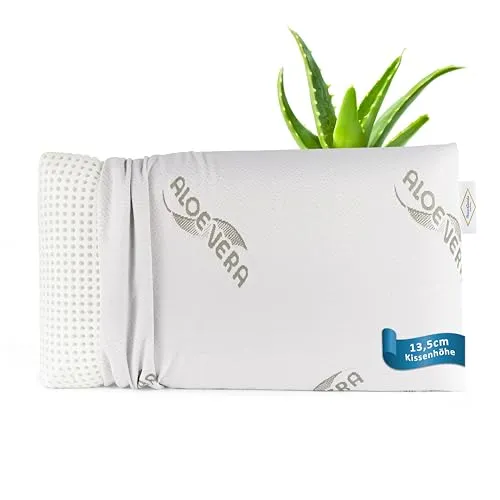 MaxxGoods Gelschaumkopfkissen - Orthopädisches Nackenstützkissen für optimalen Schlafkomfort, 70cm x 42cm, mit AloeVera Bezug, ideal für Allergiker.