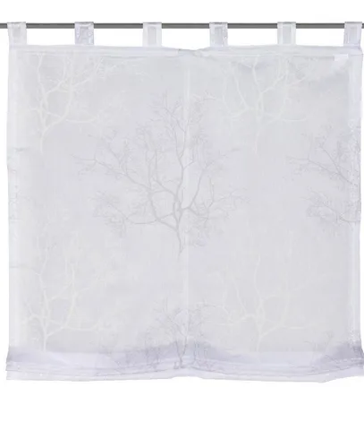 Clever-Kauf-24 Raffrollo mit Baum-Motiv - Sichtschutz-Raffrollo in beige-braun mit Schlaufenaufhängung, ideal für stilvolle Fensterdekoration und optimalen Lichteinfall.