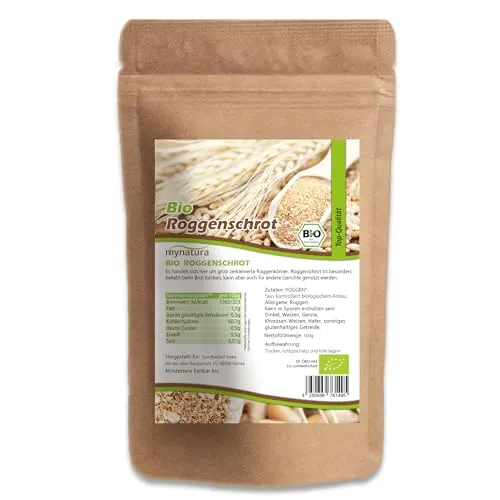 Mynatura Bio Roggenschrot | Roggen | Getreideschrot | Zum Backen | Fürs Müsli | Vegane Ernährung | Getreide | Im Beutel 1000g